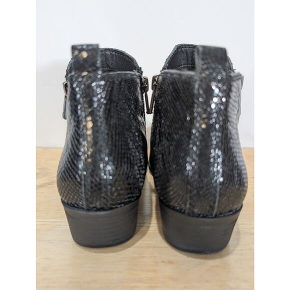 Lucky Brand Basel Black Snake Embossed Leather Double-Zip Booties Women’s 7M - Picture 5 of 8